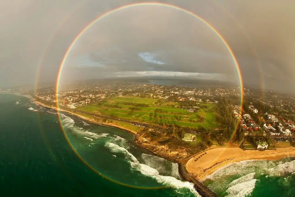 Arco iris completo 360º visto desde un avión