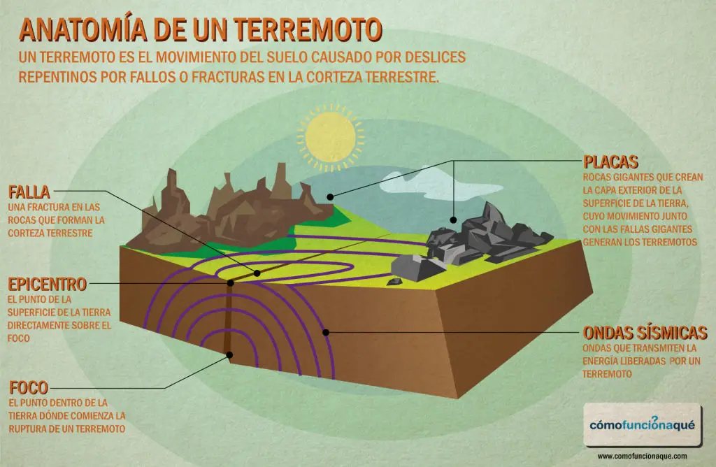 Infografía de las diferentes partes involucradas durante un terremoto
