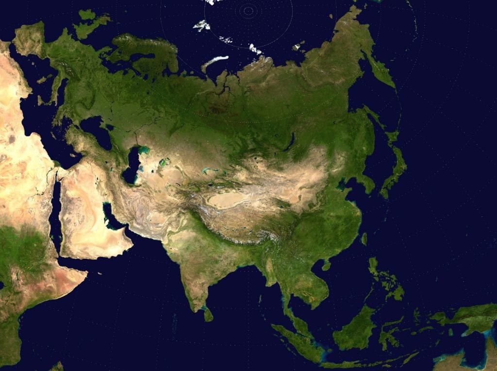 Asia es un continente delimitado con la frontera de europa, contenienodo parte de rusia en su interior