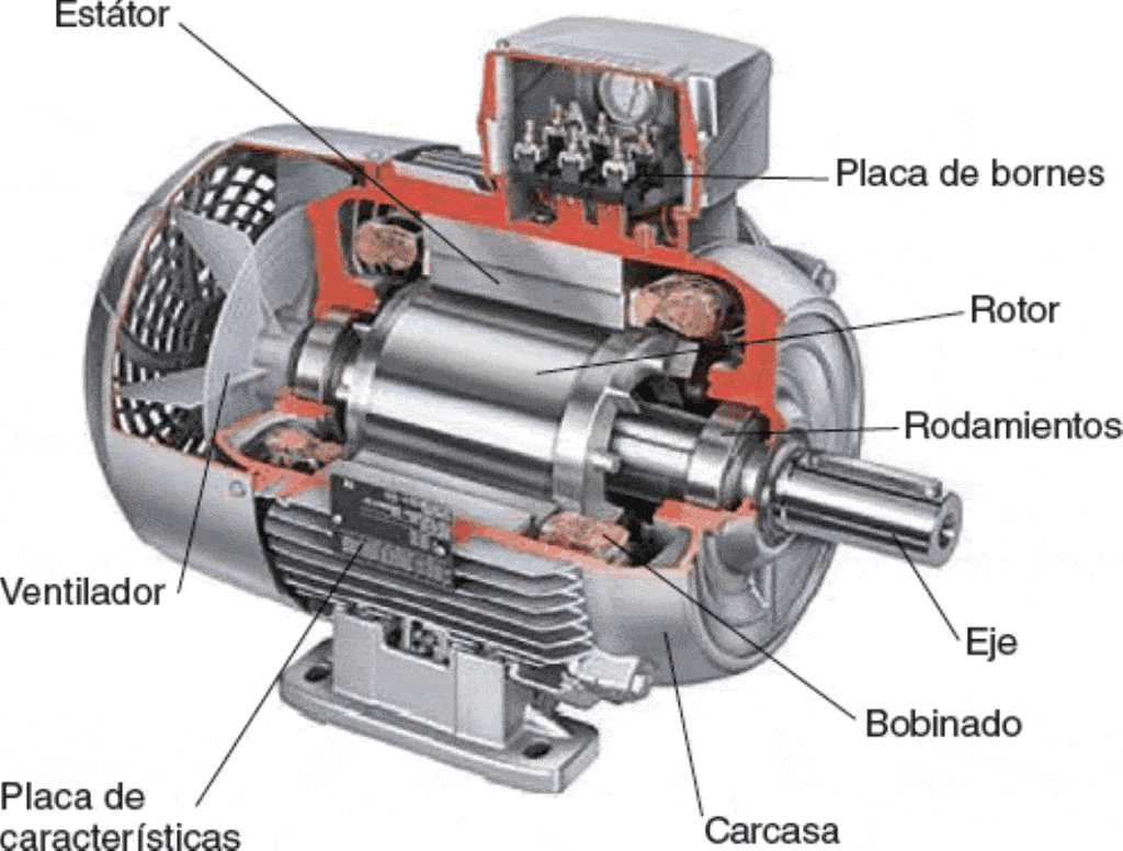 Descripcion de un motor electrico. Fuente: glennhomej.files.wordpress.com 