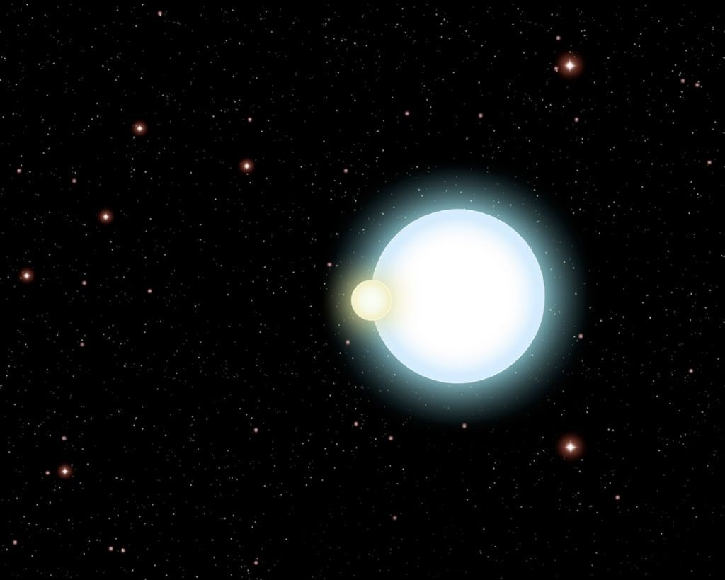 Cuando la estrella arroja sus capas rojos hacia el espacio, queda su nucleo blanco, lo que se conoce como enana blanca