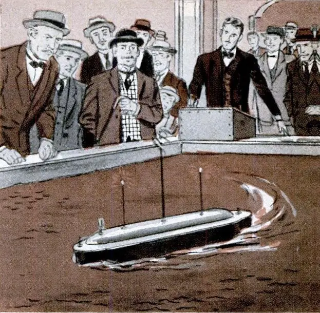 The New Yorker publicó esta ilustración sobre el barco autómata de Nikola Tesla en 1956.