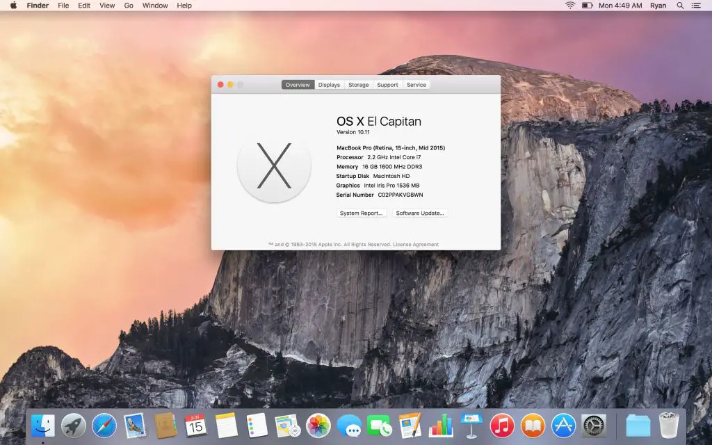 Así luce OS X El Capitan, la versión más reciente del sistema operativo de Apple.