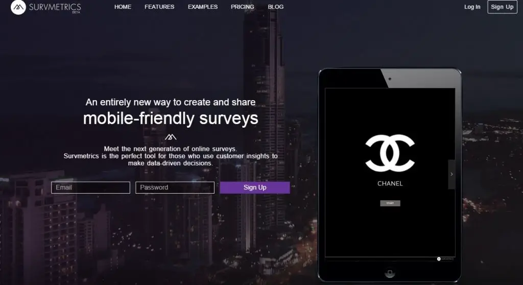 La página de Survmetrics ofrece una interfaz amigable para todos los usuarios. Imagen: Sitio web de Survmetrics.